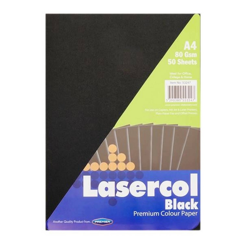 A4 80Gsm Colour Paper 50 Sheets  Black