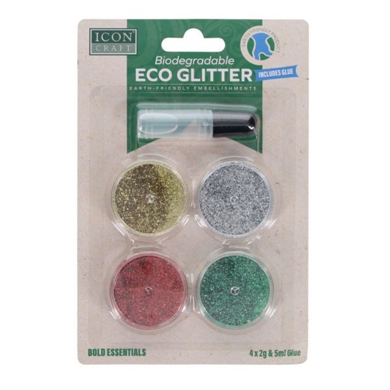 Biodegradable Glitter 2g  4 Assorted Pack & 5ml Glue