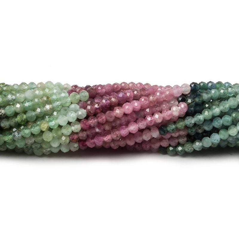2.5mm Multi Color Tourmaline micro faceted rondelle beads 12.5 inch 178 pieces (ONLINE ORDER ONLY)