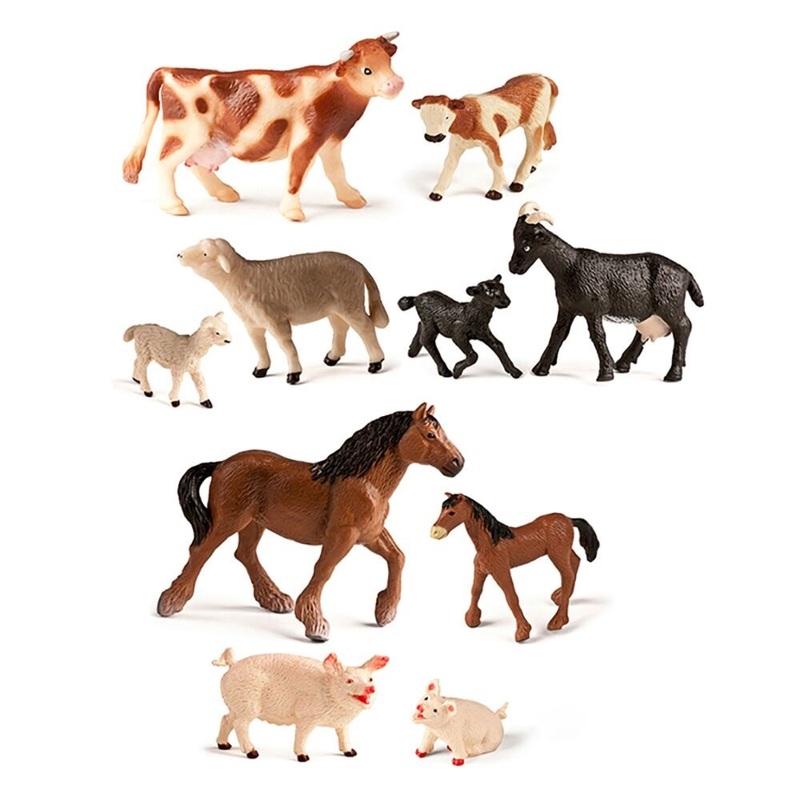 Farm Animals with Babies (10 Figures)