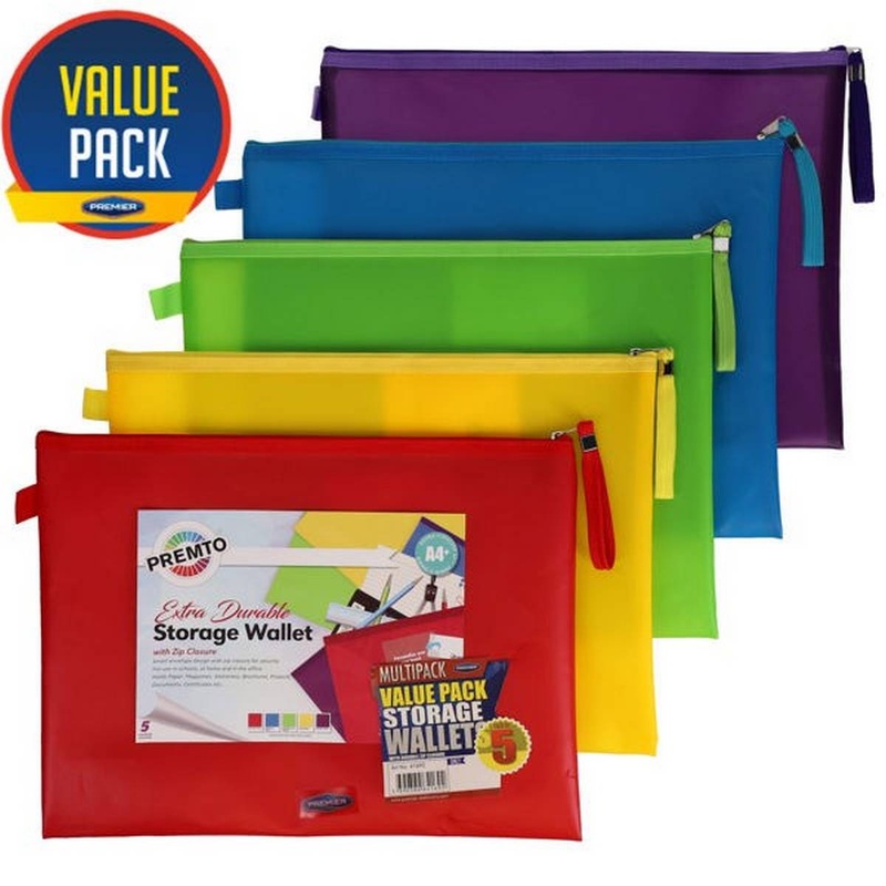 Ice Colours A4+ Extra Durable Storage Wallets Pack of 5