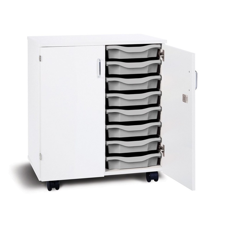 Monarch Mobile 16 Tray Single Tray Storage Unit with Lockable Doors