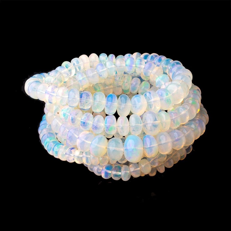 5-8.5mm Pale Ethiopian Opal Plain Rondelle beads 16 inch 110 pieces AA (ONLINE ORDER ONLY)