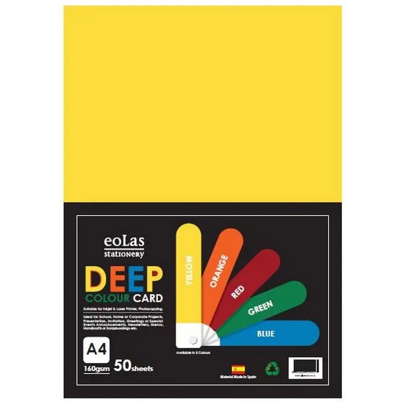 A4 Yellow Card 160gsm Pack of 50