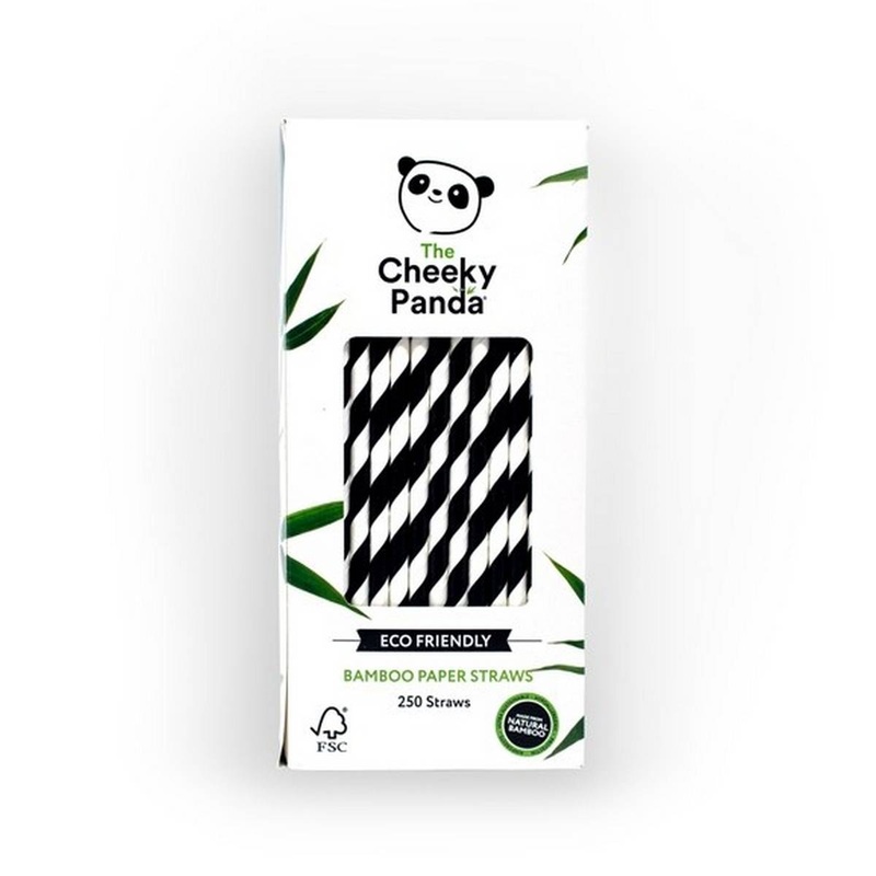 Cheeky Panda Bamboo Straws  Black Stripes  Pack of 250