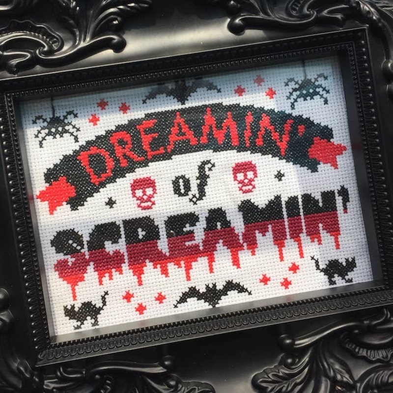 Dreamin of Screamin Cross Stitch Kit  Gothic Skull Design (5×7) (ONLINE ORDER ONLY)