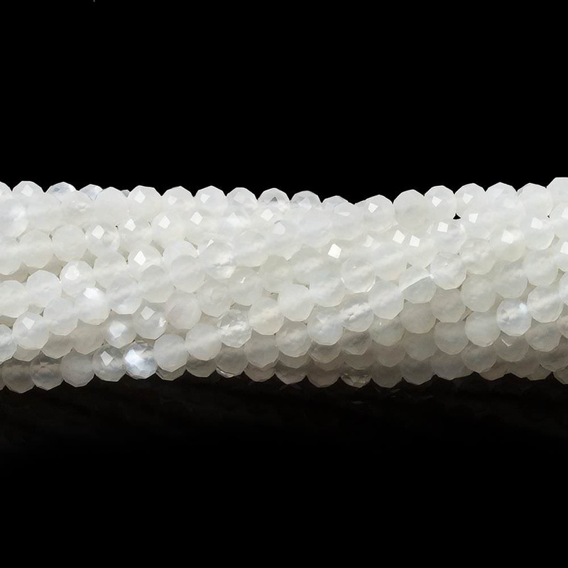 2.5mm White Moonstone Micro Faceted rondelles 13 inch 154 beads (ONLINE ORDER ONLY)