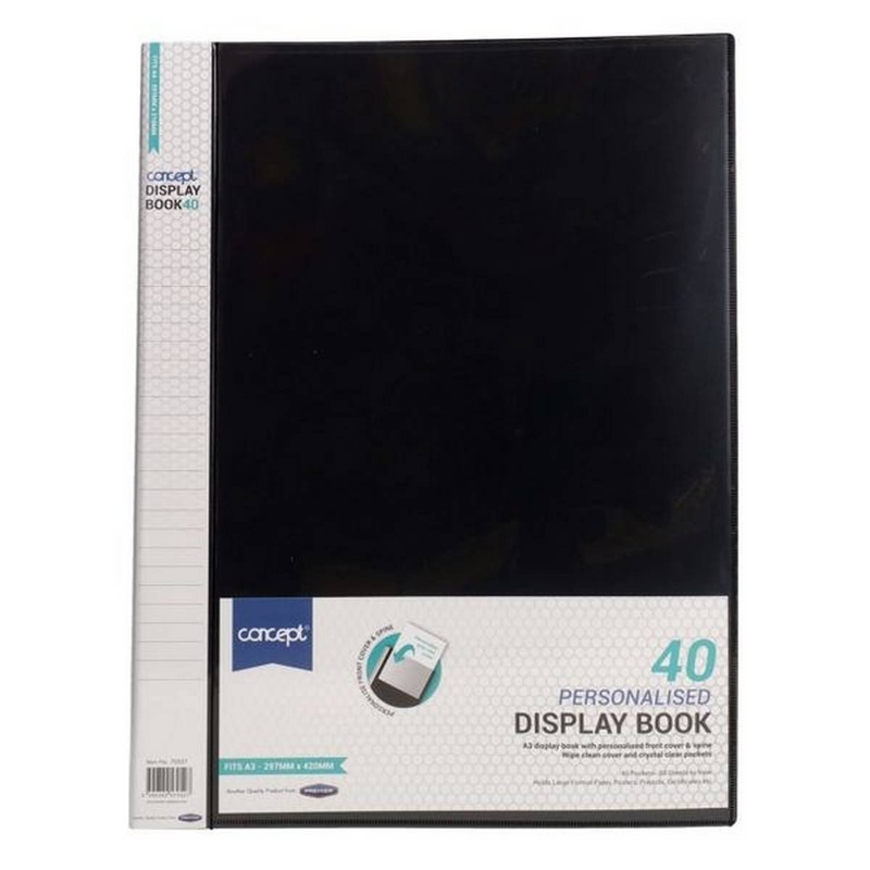 A3 40 Pocket Presentation Display Book  Black