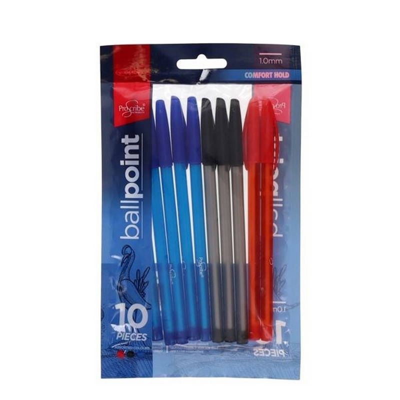 Pro:Scribe Ballpoint Pen Assrd Pack of 10
