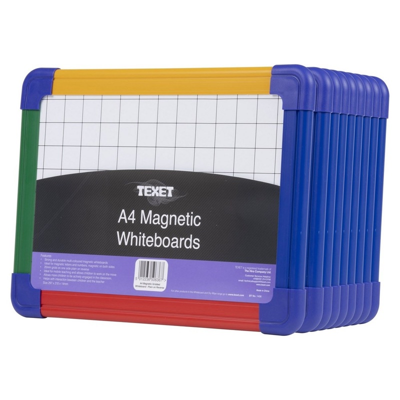 Texet A4 Magnetic Gridded Whiteboard Pack of 10