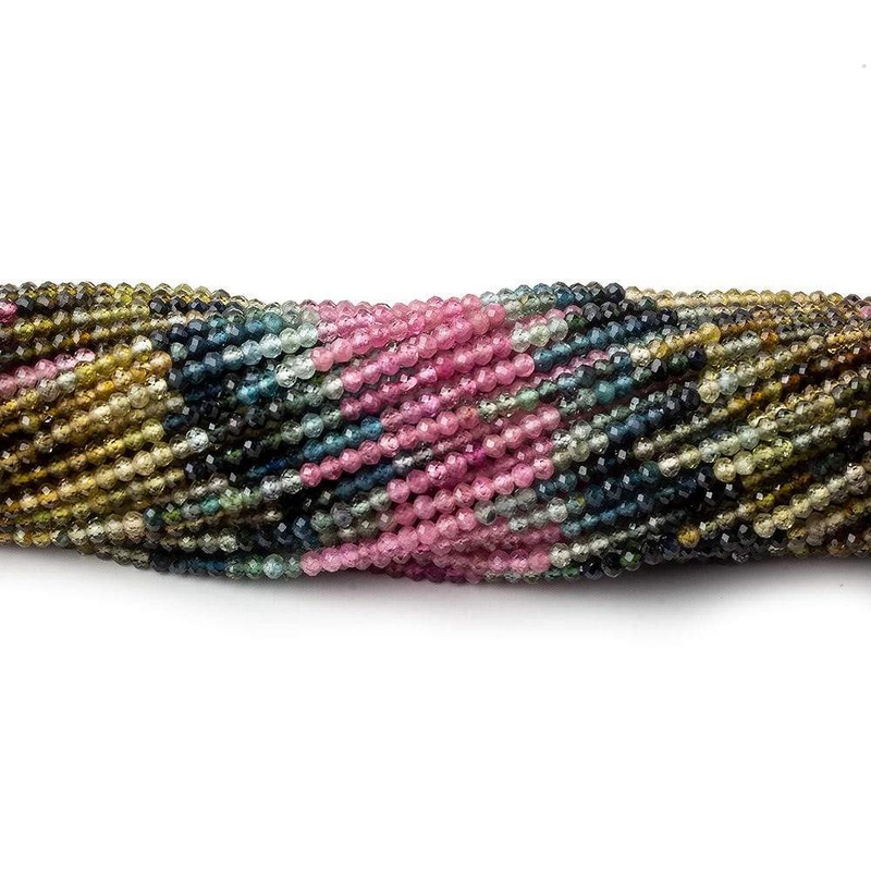 2mm Multi Color Tourmaline faceted round beads 13 inch 180 pieces (ONLINE ORDER ONLY)