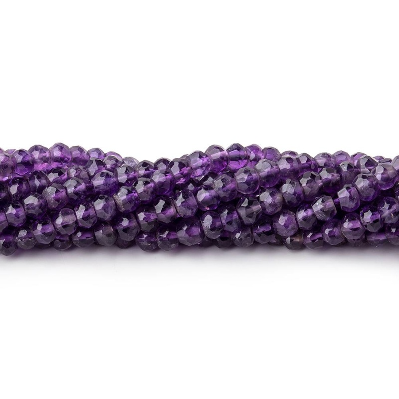 3.5mm Amethyst faceted rondelle beads 13 inch 130 pieces (ONLINE ORDER ONLY)