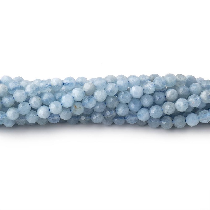 3mm Milky Aquamarine Micro Faceted Round Beads 12.25 inch 94 pieces (ONLINE ORDER ONLY)