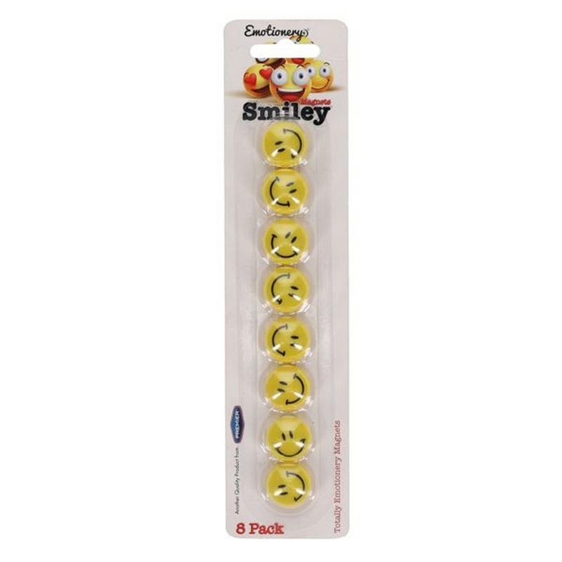 Round Smiley Magnets 20mm Pack of 8