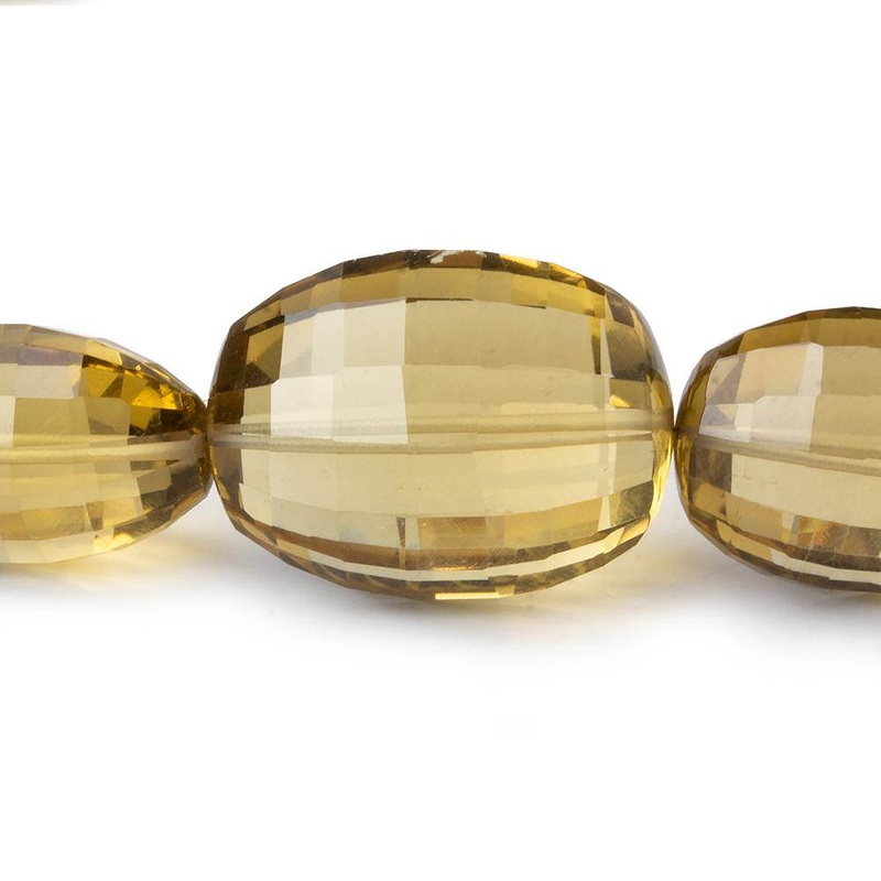15×12-26x21mm Honey Quartz Checkerboard Faceted Ovals AAA Grade 25 beads (ONLINE ORDER ONLY)