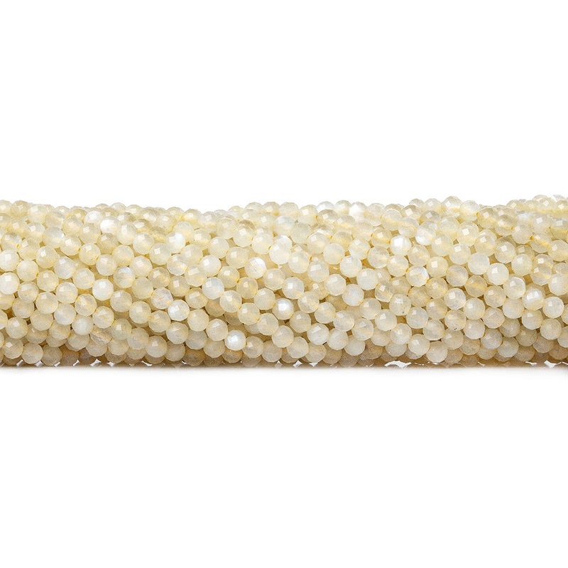 3mm Cream Moonstone microfaceted round beads 13 inch 100 pieces (ONLINE ORDER ONLY)
