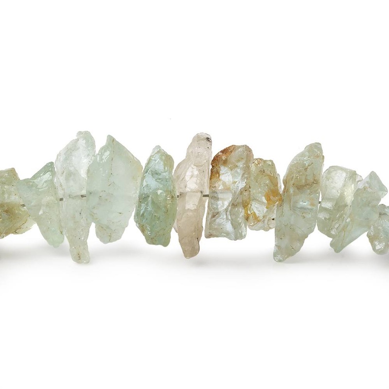 6×4-13x6mm Aquamarine & Helidor side drilled Natural Crystals 8 inch 50 pieces (ONLINE ORDER ONLY)