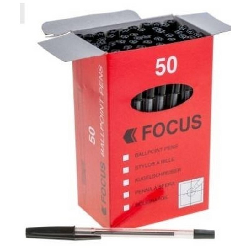 Focus Ball Point Pen- Black 50 Box