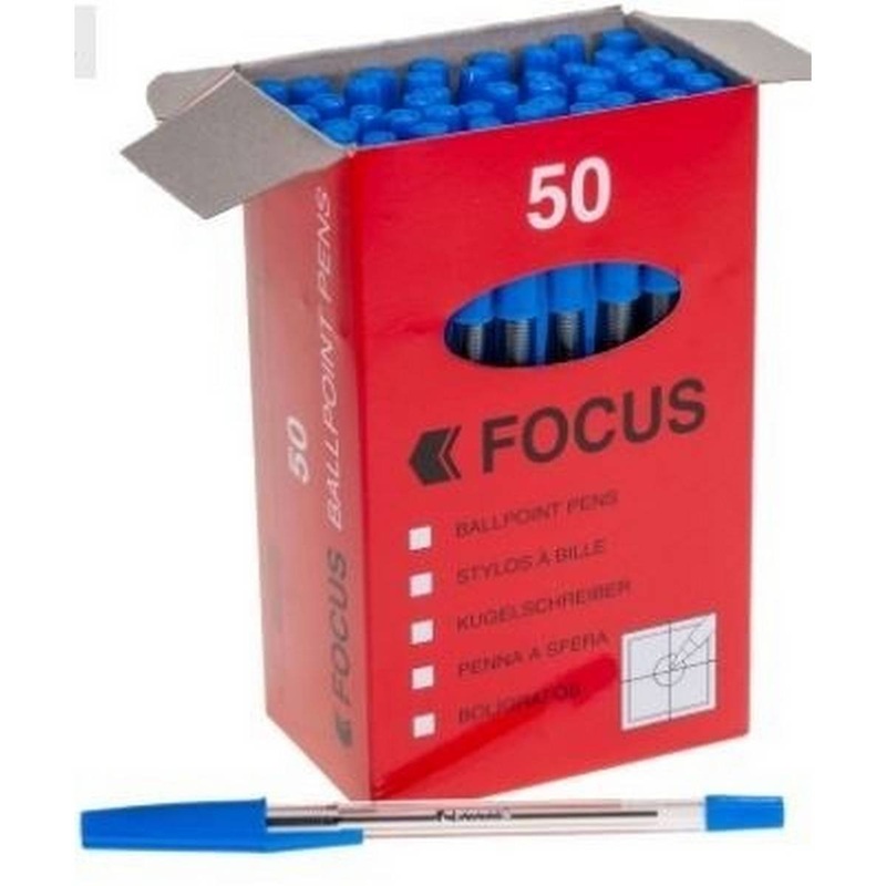 Focus Ball Point Pen- Blue 50 Box