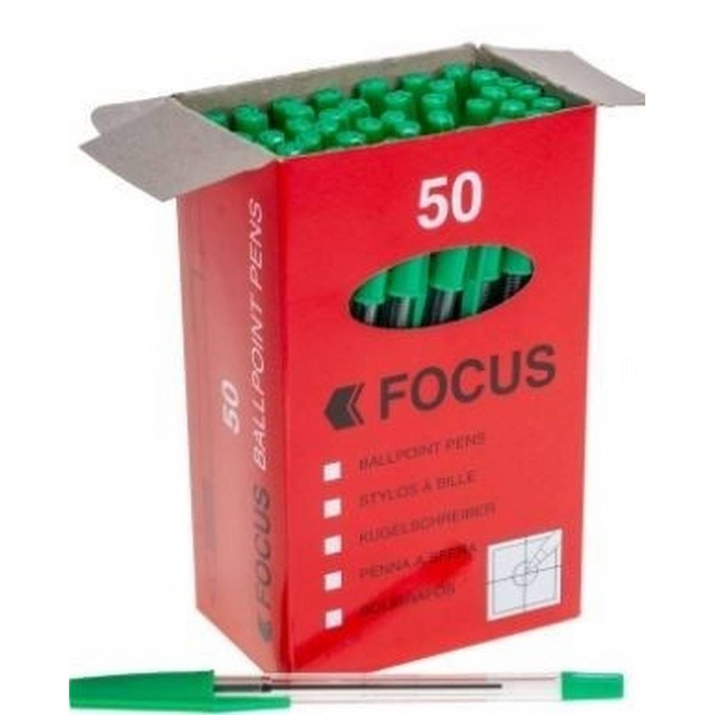 Focus Ball Point Pen- med Green 50 Box