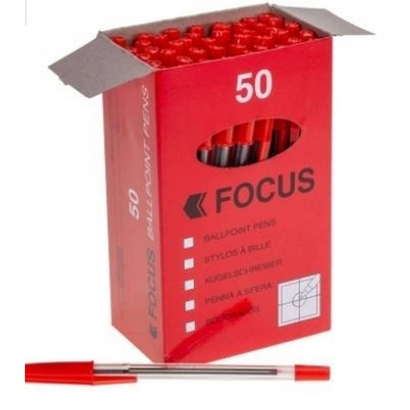 Focus Ball Point Pen- Red 50 Box