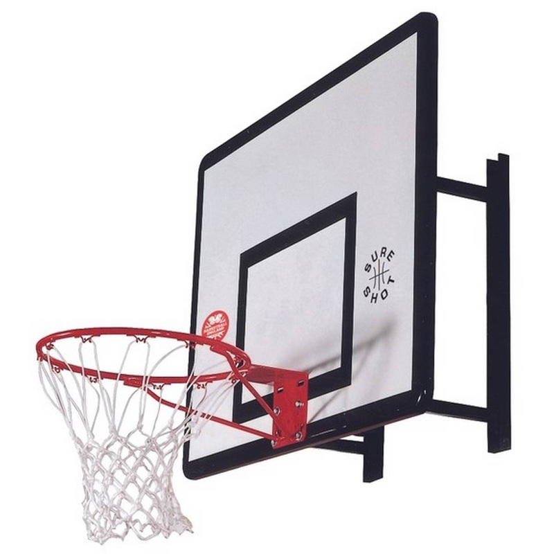 Sure Shot Heavy Duty Wall Mount Basketball System  White/Red/Black