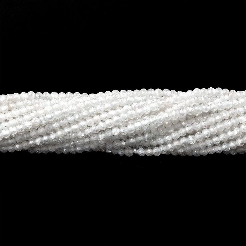 1.9mm White Zircon Micro Faceted Rondelles 12.5 inch 196 beads (ONLINE ORDER ONLY)