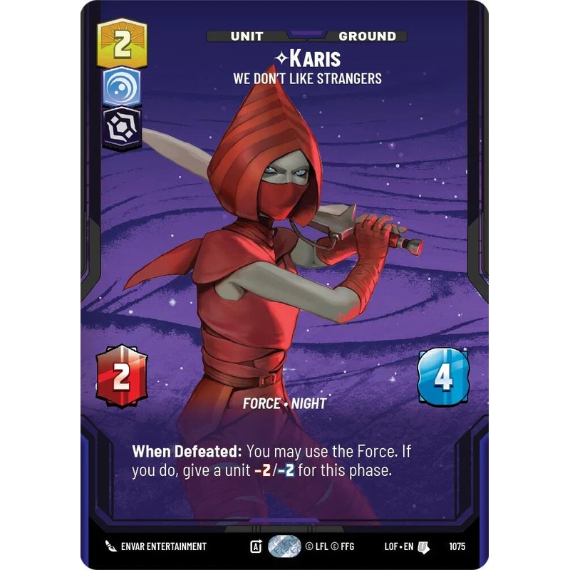 Karis (1075) – We Don’t Like Strangers (Prestige Foil) (1075) [Legends of the Force] (ONLINE ORDER ONLY)
