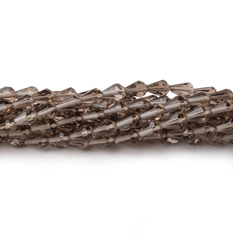 5×3-6x4mm Smoky Quartz Straight Drilled Faceted Tear Drops 14.5 inch 60 Beads (ONLINE ORDER ONLY)