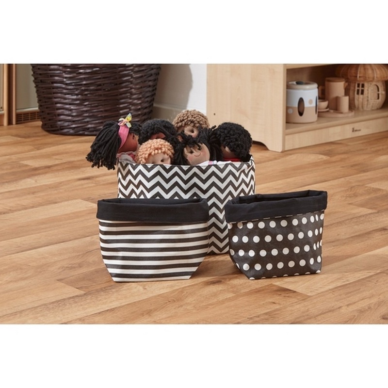 Black and White Canvas Baskets  Set of 3