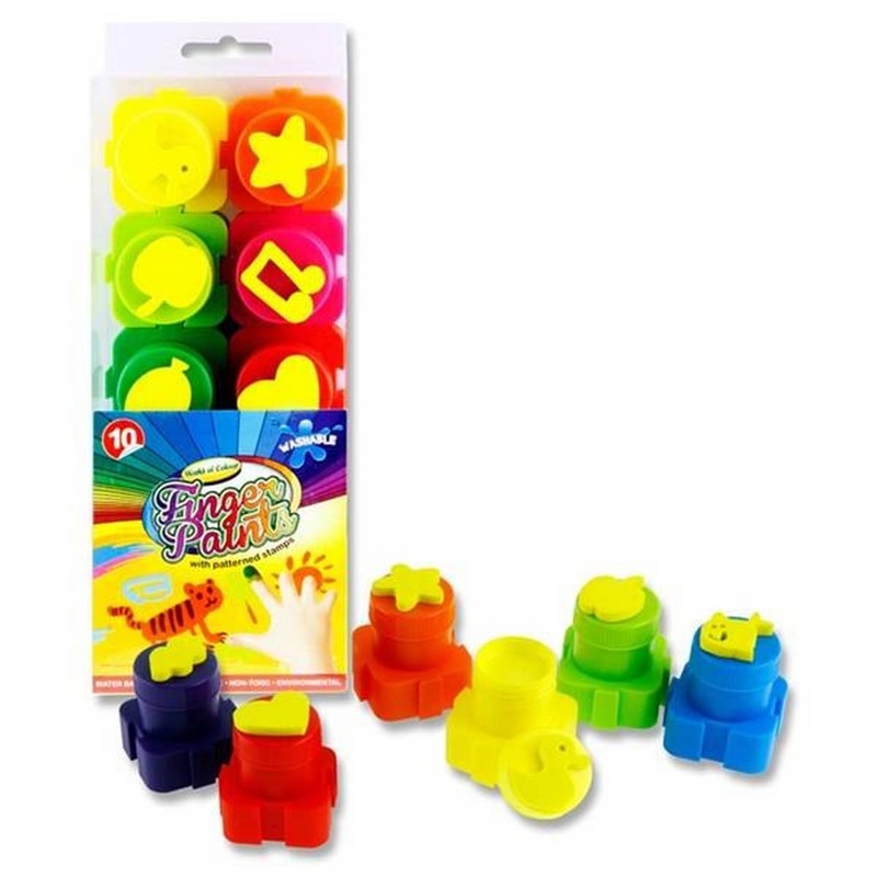 Interlocking Pots 20g Finger Paint With Stamps Set of 10