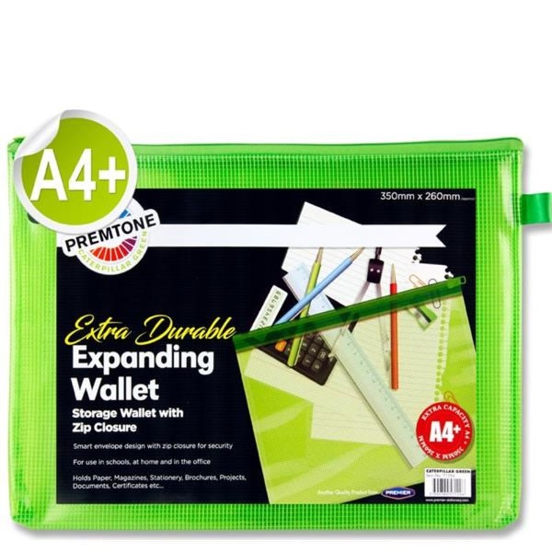 **Premier Office A4+ Extra Durable Mesh Storage Wallet (Green)