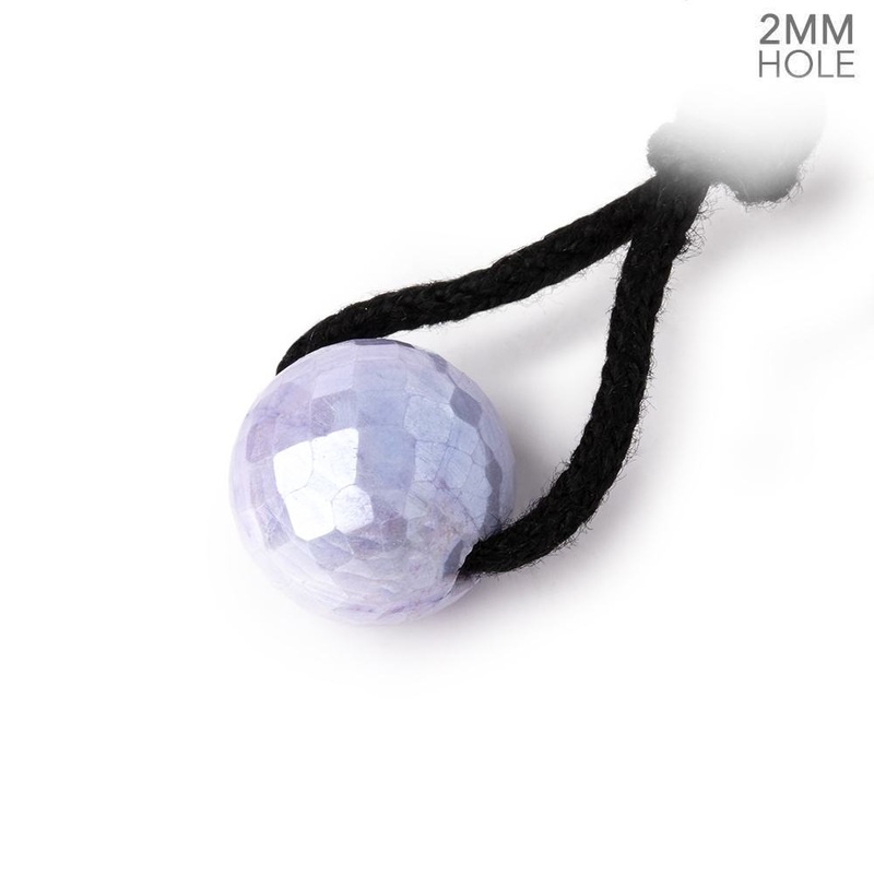 13mm Mystic Purple Moonstone 2mm Large Hole Faceted Round Bead Focal 1 piece (ONLINE ORDER ONLY)