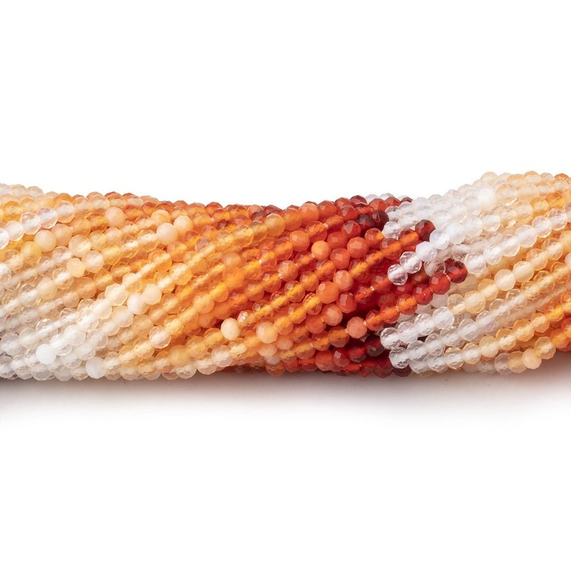 2mm Mexican Fire Opal Micro Faceted Rondelle Beads 12.25 inch 176 pieces (ONLINE ORDER ONLY)