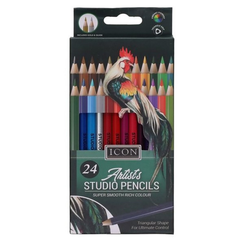Artists Studio Triangular Colouring Pencils Pack of 24