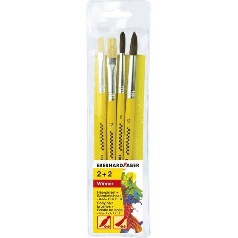 Bristle and Hair Paint Brushes Set of 4