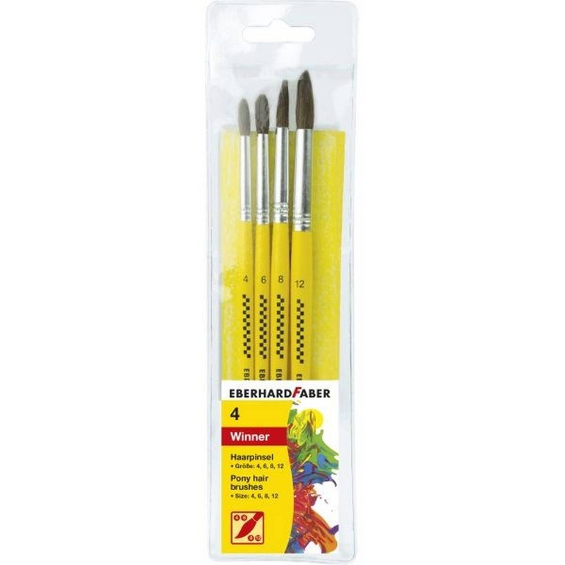 Pony Hair Paint Brushes Set of 4
