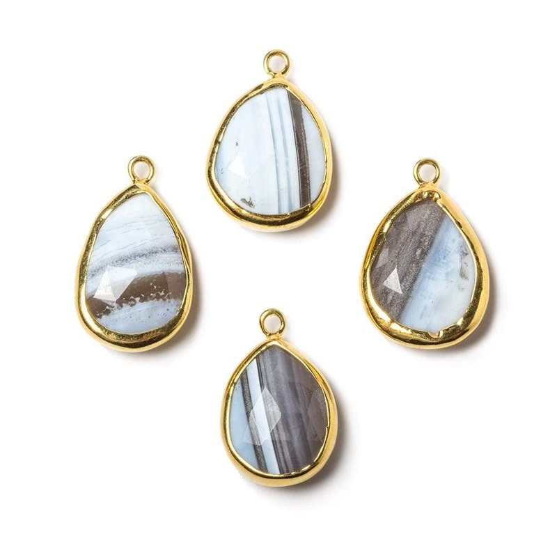 Vermeil Bezeled Denim Blue Opal pear Pendant 1 piece (ONLINE ORDER ONLY)