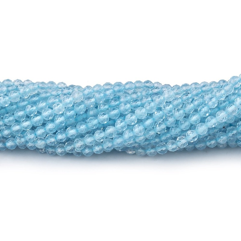 2.7mm Light Aquamarine Micro Faceted Rounds 12.5 inch 118 Beads (ONLINE ORDER ONLY)