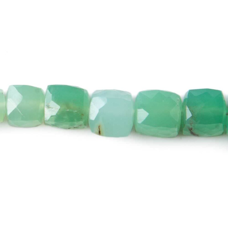 5-7mm Chrysoprase faceted cube Beads 8 inch 35 pieces (ONLINE ORDER ONLY)