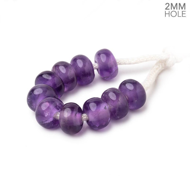 8mm Amethyst 2mm Large Hole Plain Rondelle Set of 10 (ONLINE ORDER ONLY)