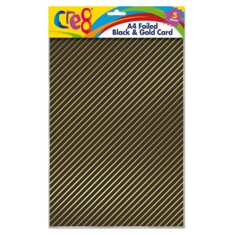 A4 Foiled Black and Gold Card Pack of 5 sheets