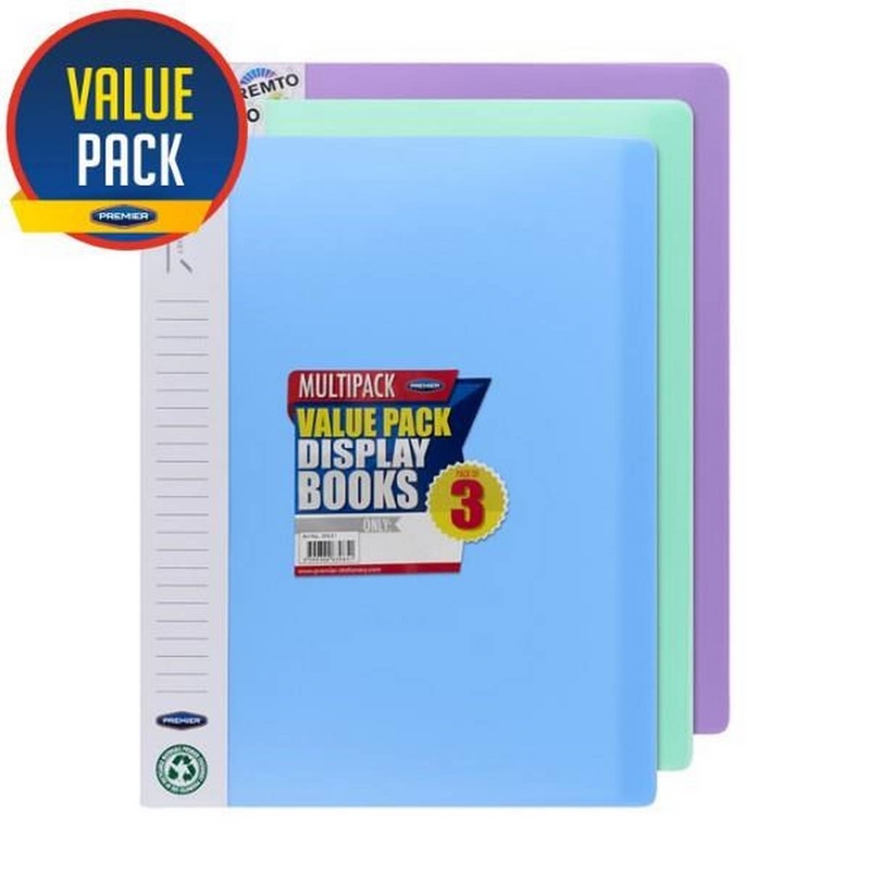 A4 Pastel Pocket Display Book 20 Pockets Pack of 3