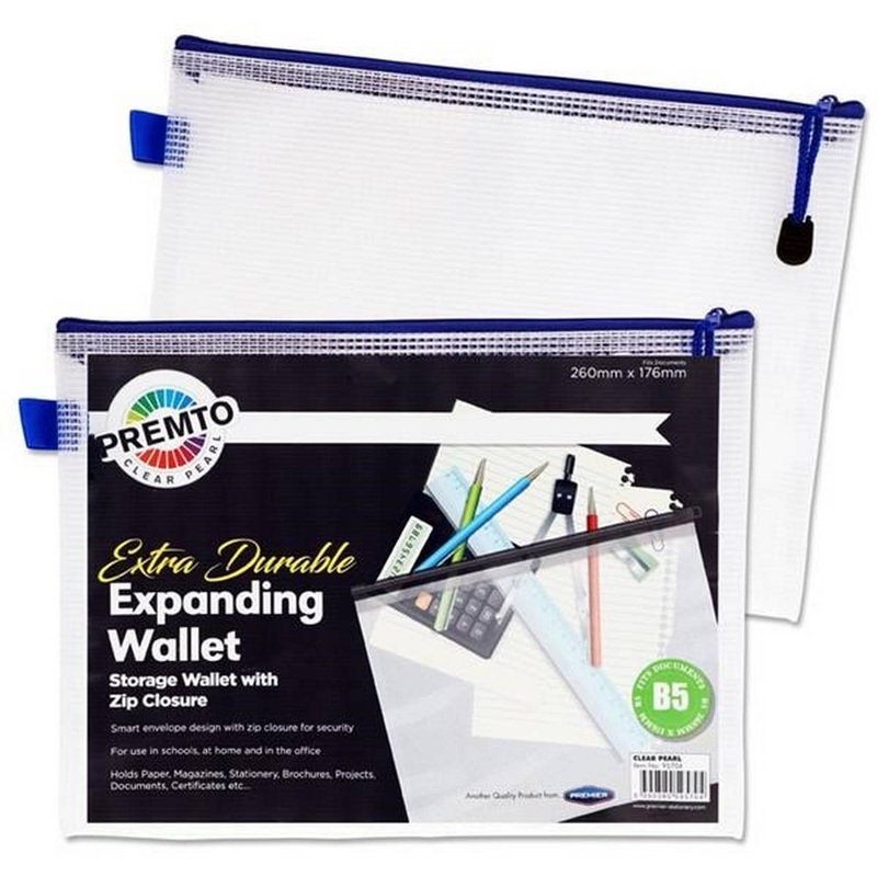 B5 Extra Durable Expanding Mesh Wallet  Clear Pearl