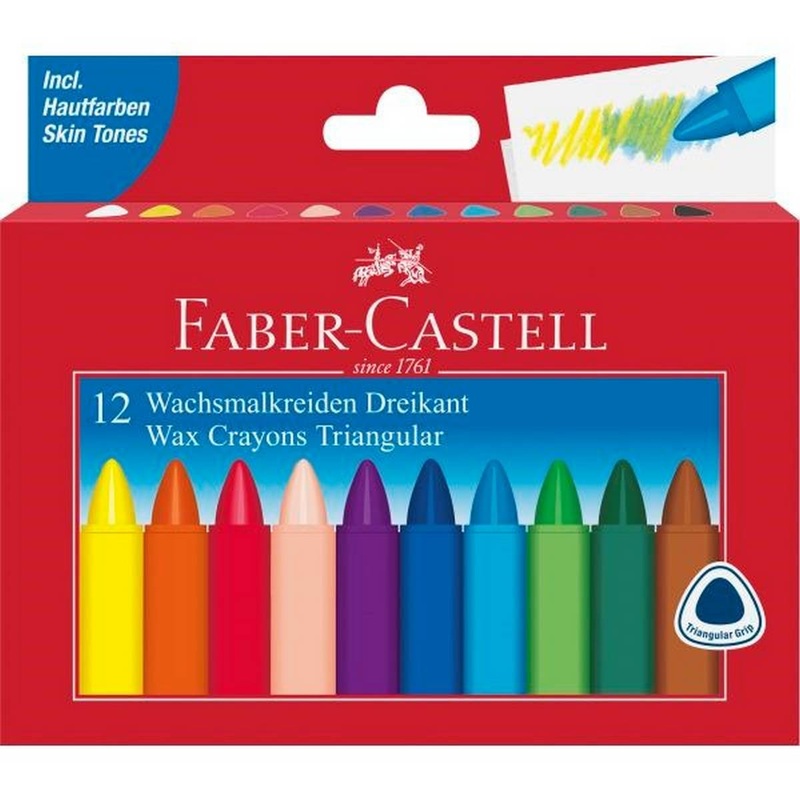 Faber-Castell Redline Junior Grip Triangular Crayons Box of 12