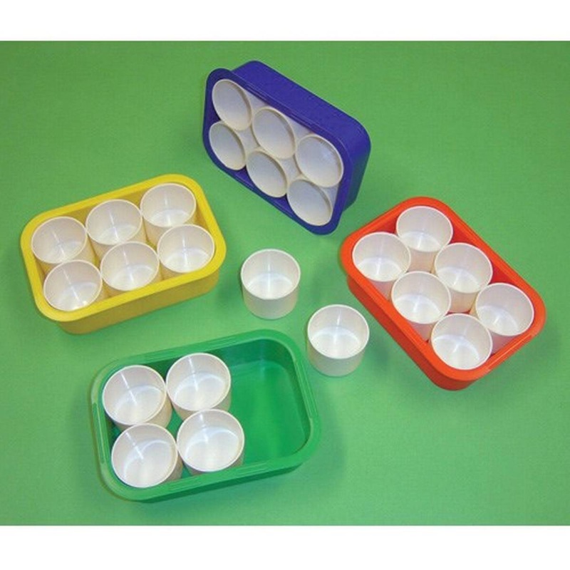 Plastic Tray with 6 Pots Set of 4