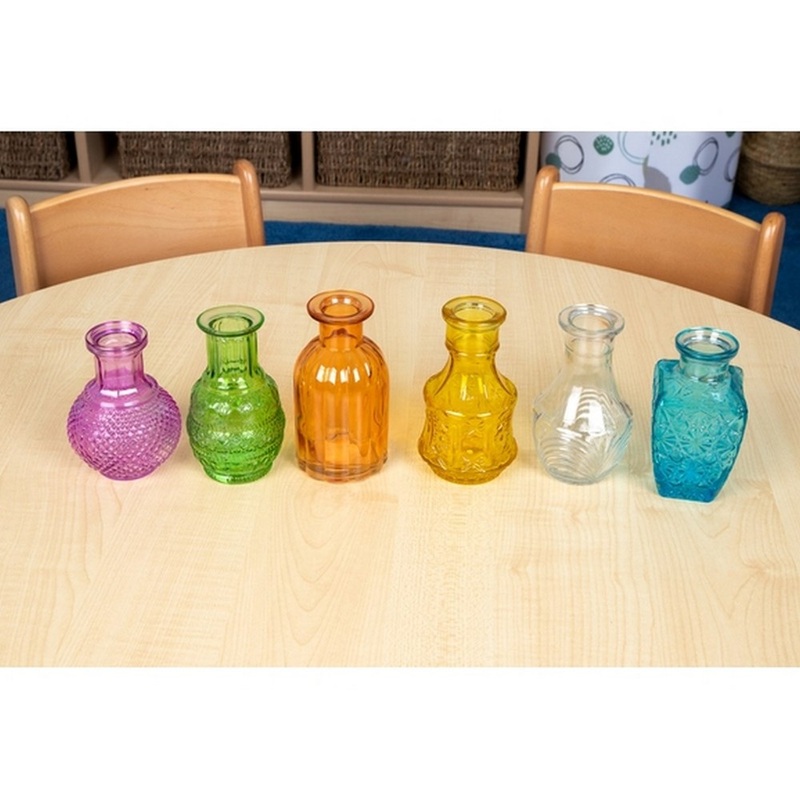 Coloured Detailed Glass Bottles  Pack of 5