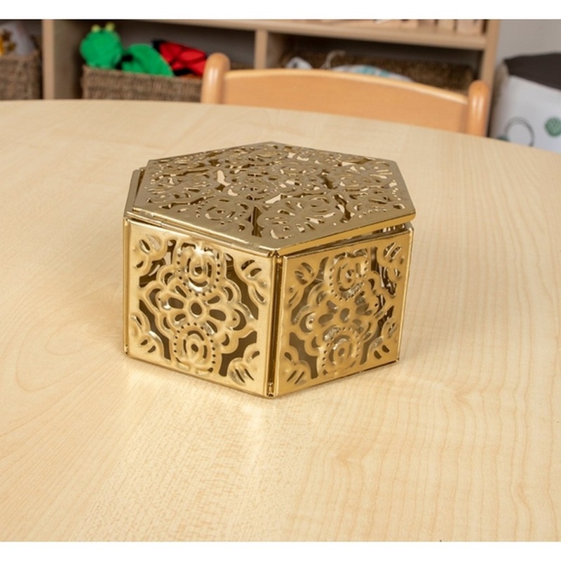 Gold Trinket Box  Hexagonal