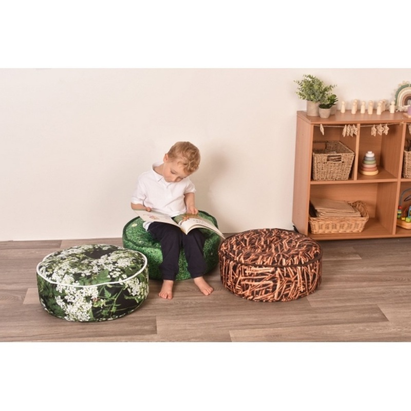 Outdoor/Indoor Nature Print Pouffes  Set of 3