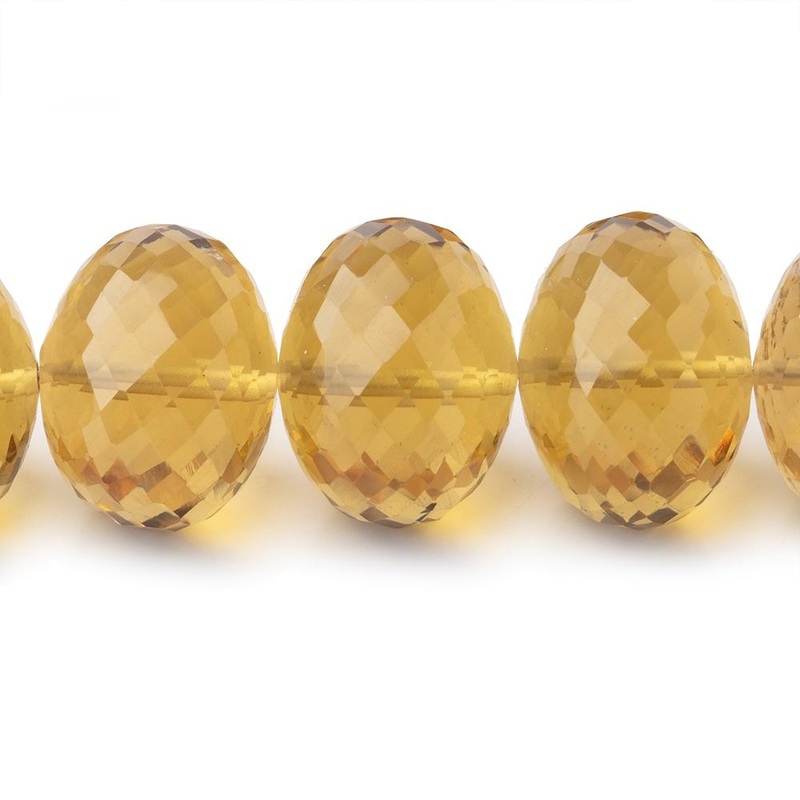 13-16mm Whiskey Quartz Faceted Rondelle Beads 16 inch 35 pieces AAA (ONLINE ORDER ONLY)